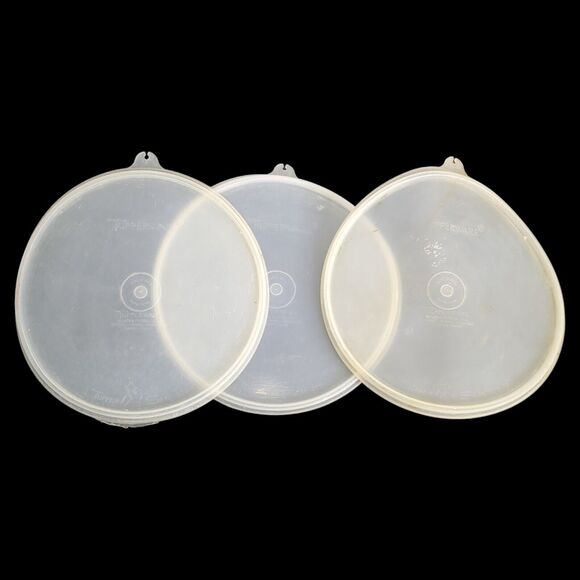 Lot 3 Vtg Tupperware Original Replacement Lid Seal Round 229 Sheer Clear Y-Tab - Picture 1 of 7